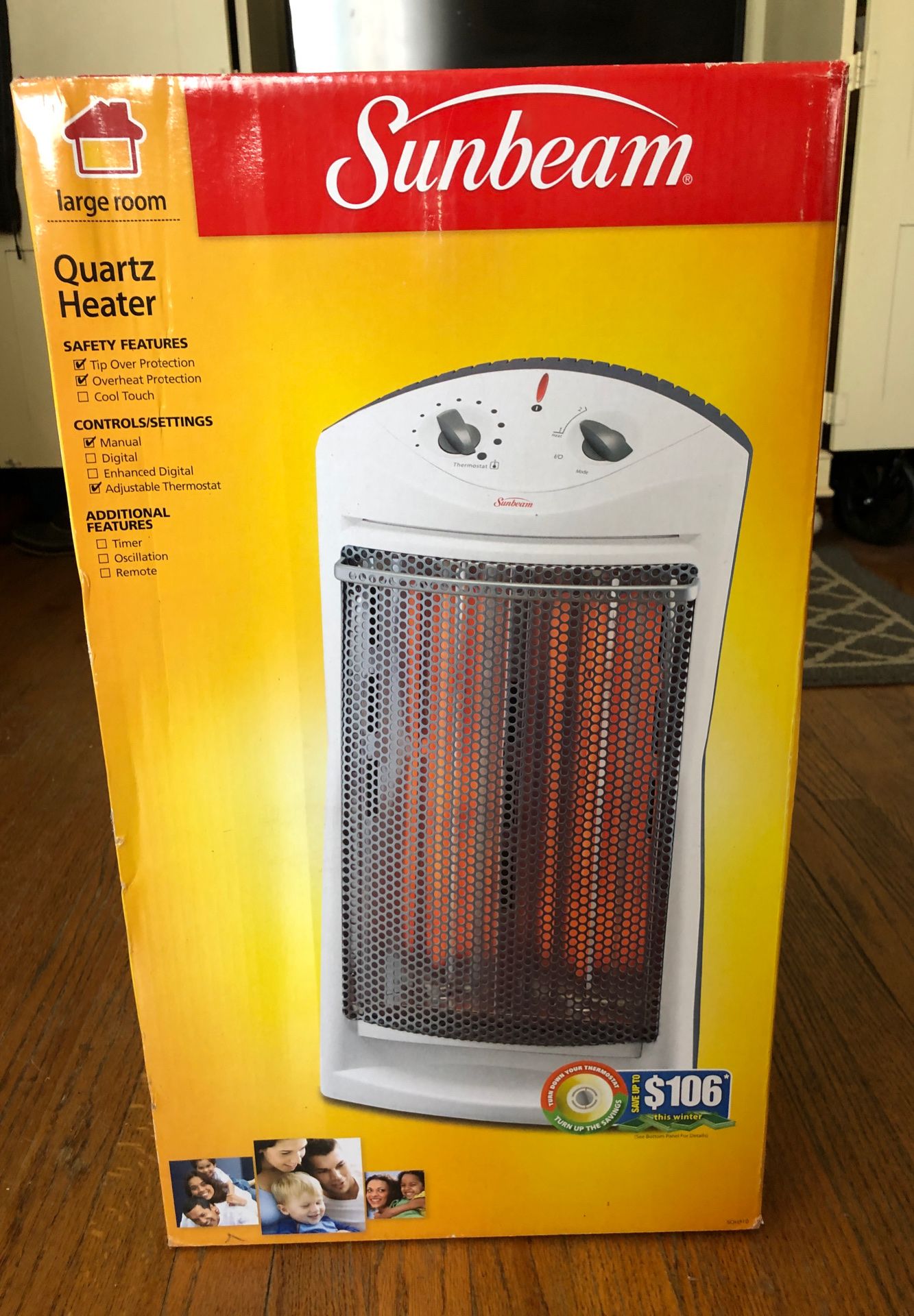 Sunbeam quartz heater with thermostat