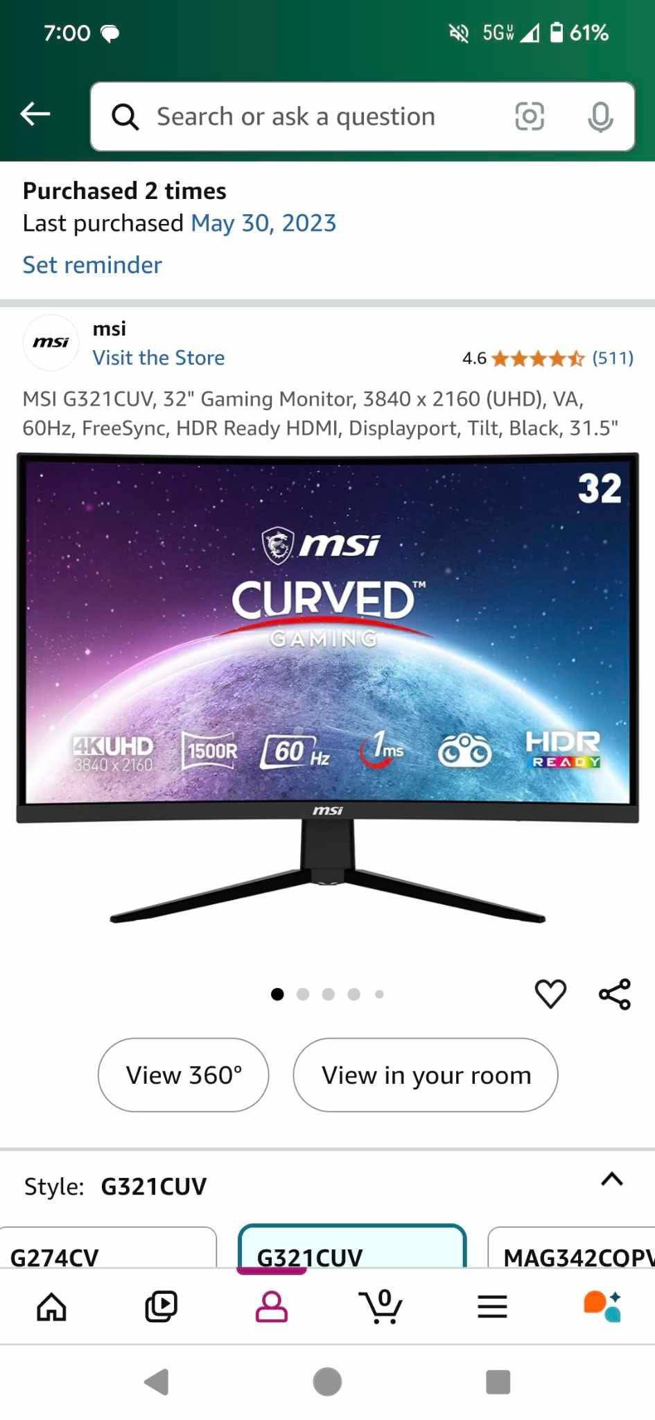 MSI 32” 4K UHD