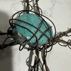 Barbed Wire Cross With turquoise stone