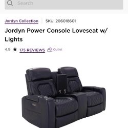Jordyn Power Console Loveseat w/lights