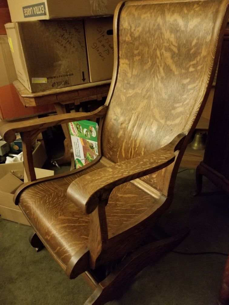 Rare Victorian Antique A.H. Schram Coil Spring Rocking Chair
