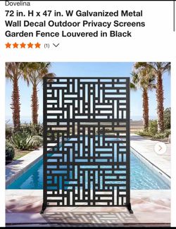 Dovelina 72 in. H x 47 in. W Galvanized Metal Wall Decal Outdoor Privacy Screens Garden Fence Louver