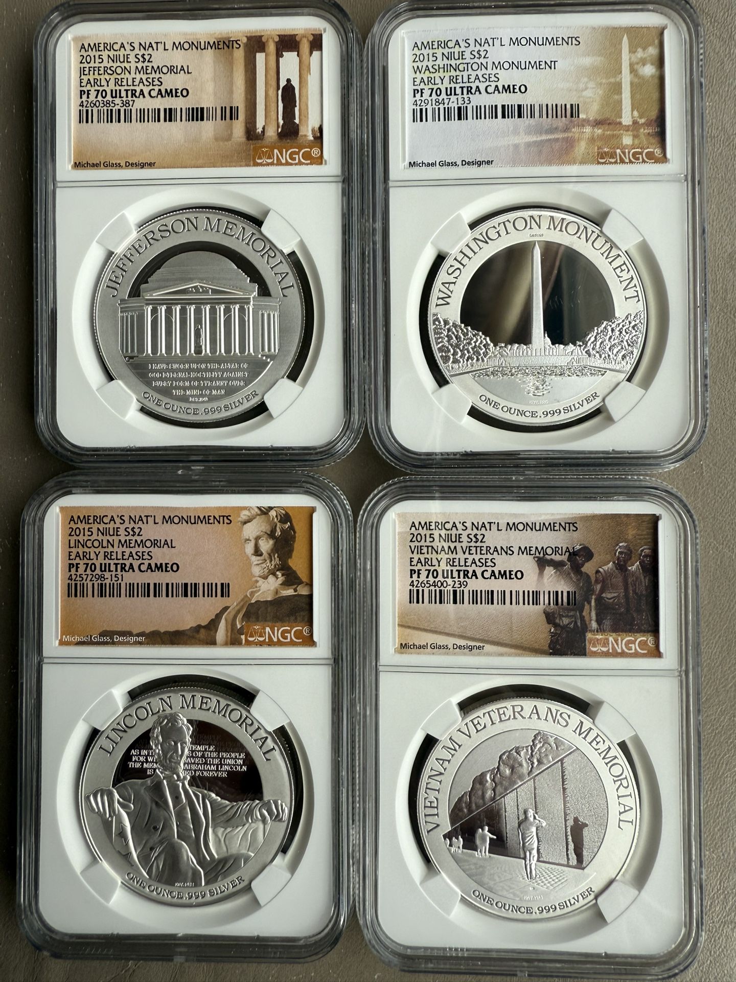 Set Of 4 1oz NGC PF70 ULTRA CAMEO 2015 AMERICA’S NAT’L MONUMENTS SILVER COIN