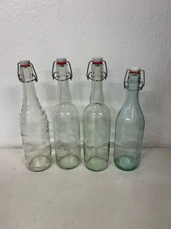 Clear Glass Swing Top Bottles Set of 4