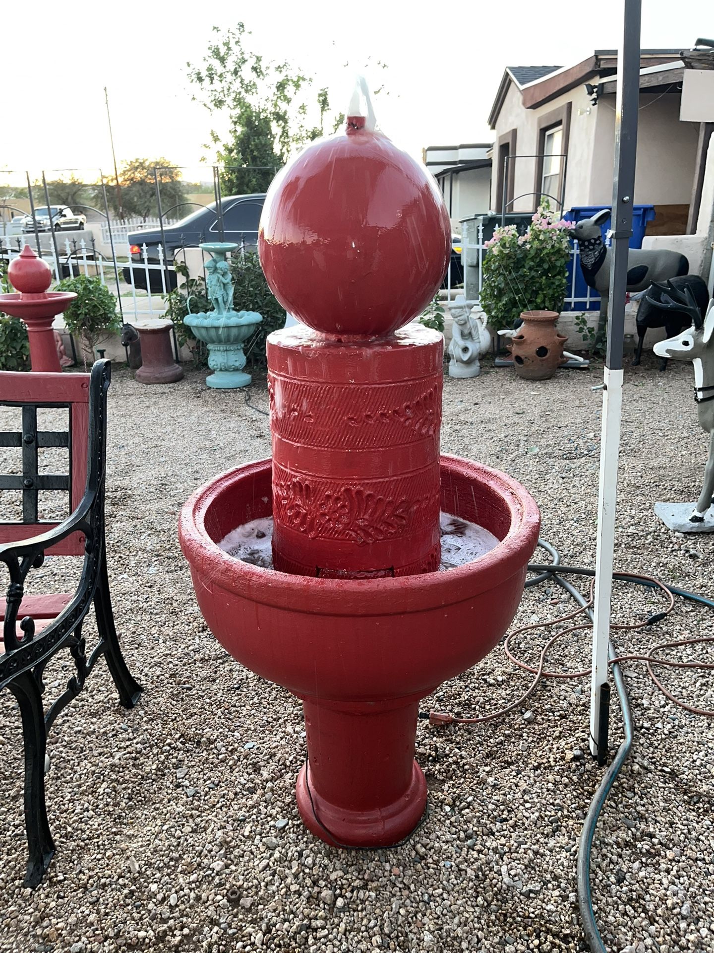 4-piece Concrete/Fiberglass Water Fountain w/ Working Pump