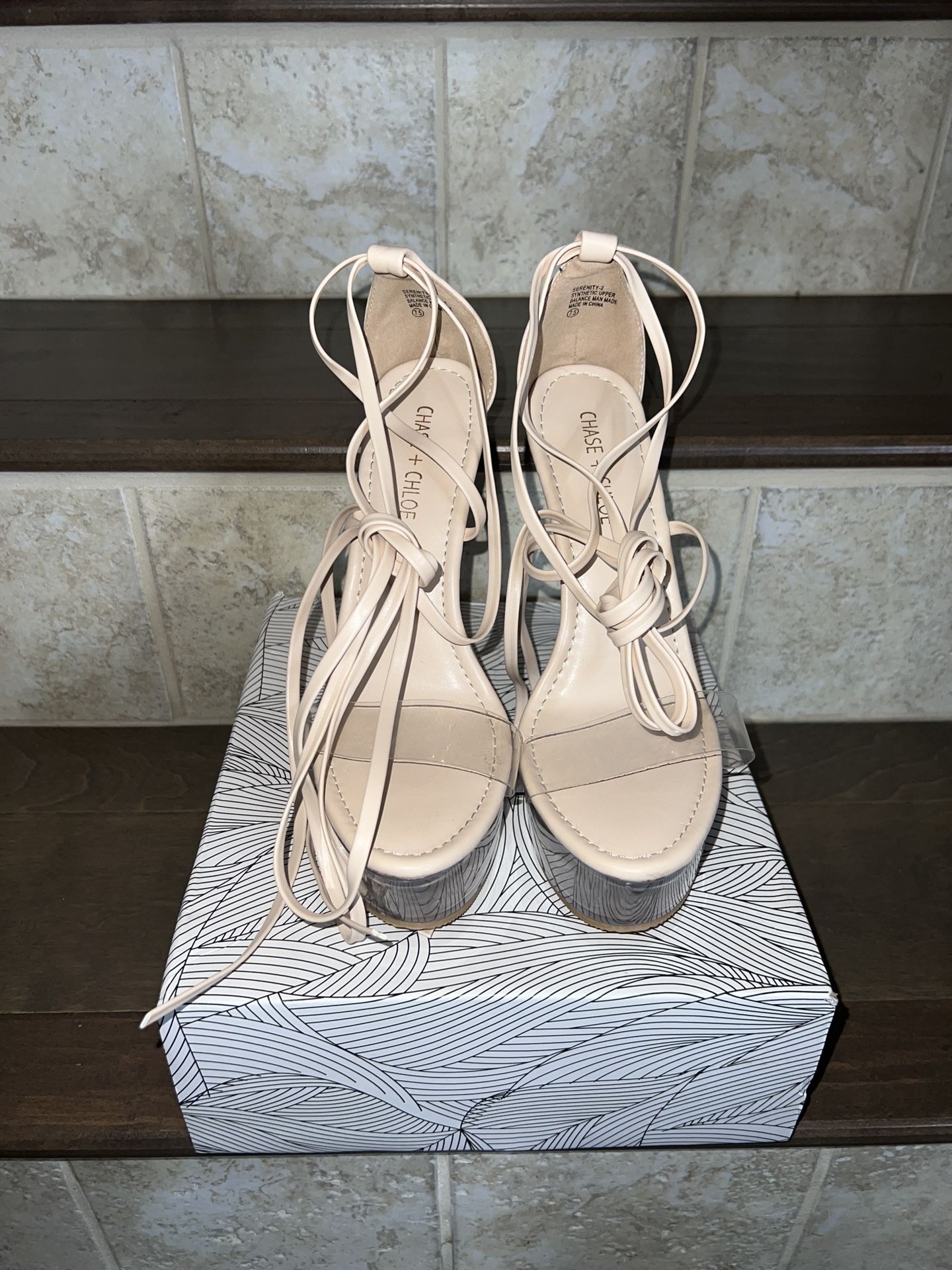 Nude & clear strappy heels