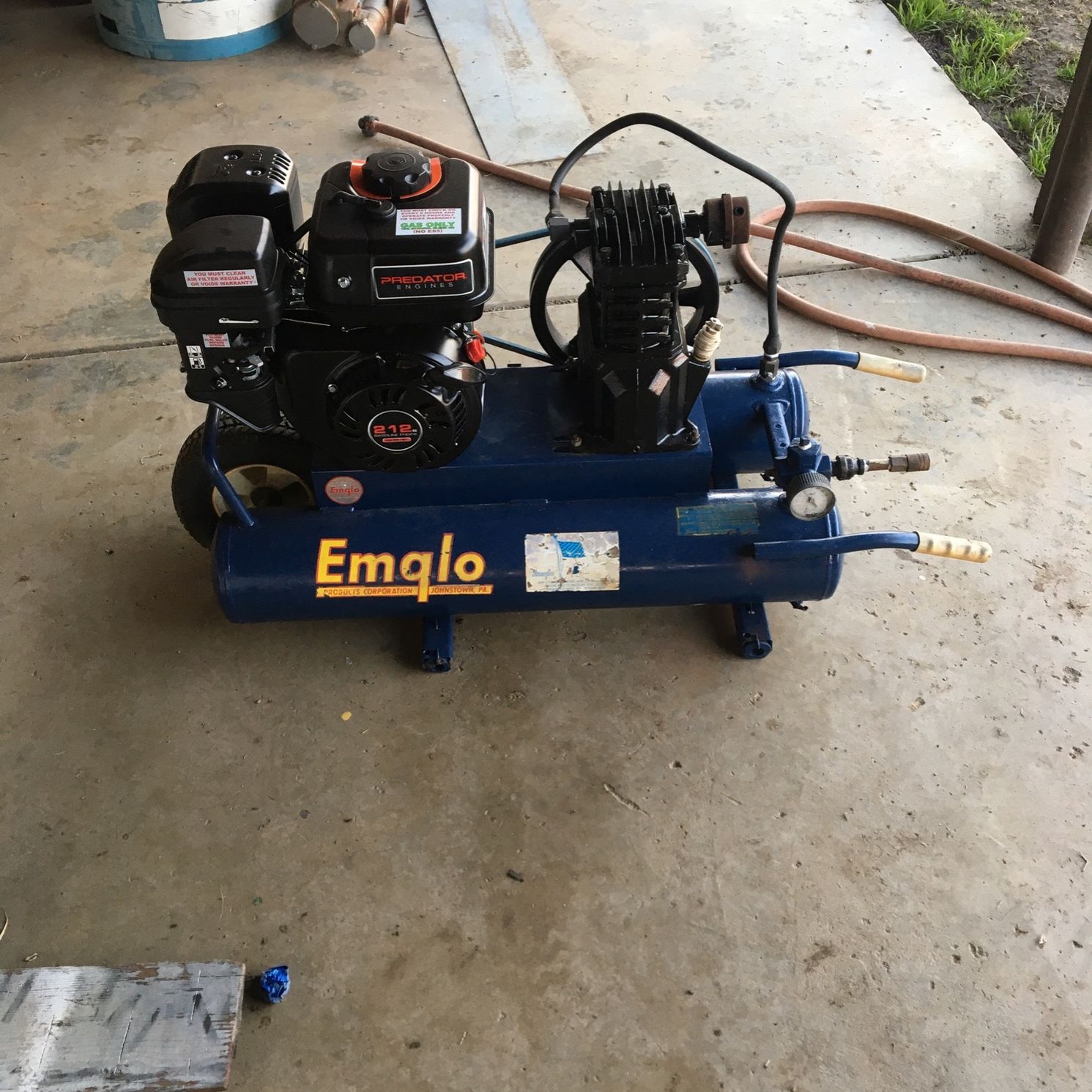 Emglo Gas Air Compressor 17 Gallons Motor Honda 8HP Working, 52 OFF