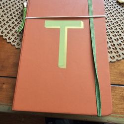 Opalhouse College Rule Letter T Orange Journal Monogram 192 Pages Gold Foil Trim, New, Fitm.