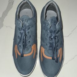 Filling Pieces Jet Runner Sneaker | Steel Blue Nubuck & Tan Leather | Handcrafted in Portugal | EU 43