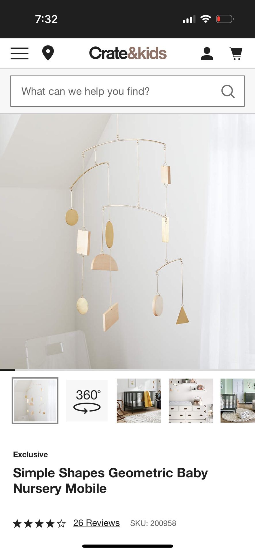 Crate & Barrel Simple Shapes Geometric Baby Mobiles