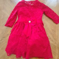 Elegant Red Lace Kids Dress