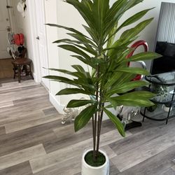 Pretty Artificial Plant 5 FT Tall With White Tall Planter ! Brand New ( Firm On Price) 