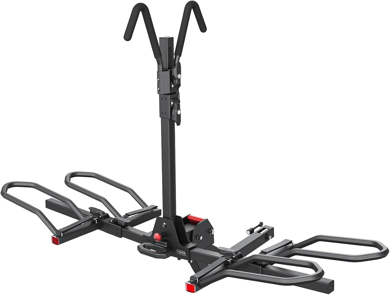 KYX 220 lb Hitch Mounted E-Bike Rack, 2-Bike Rack Hitch Mount Platform Style for Cars Trucks SUVs Minivans, fits MTB Gravel Road Bike with Up to 5-inc