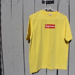 Supreme Box Logo Tee Yellow Large Made In USA Authentic