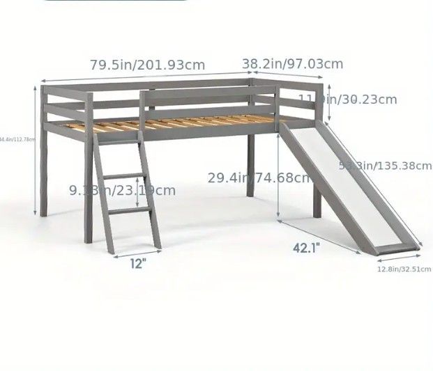 Bed With Gray Slide And Under Bed
