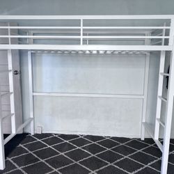 Orson White Metal Loft Bed 