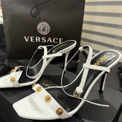 Versace White Heels Size 8