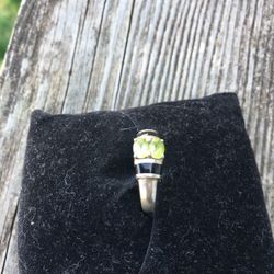 Sterling Silver, Peridot and Onyx  Ring 
