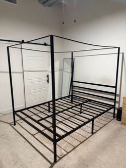 Bed Frame Black Metal Canopy