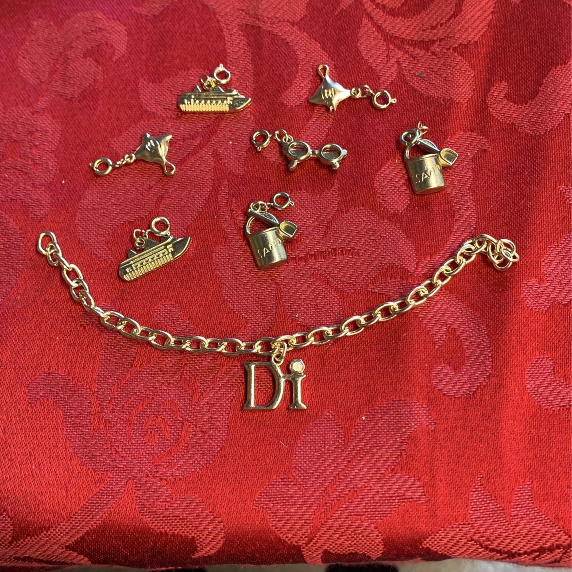 Brass Charms With 7 Inch Bracelet