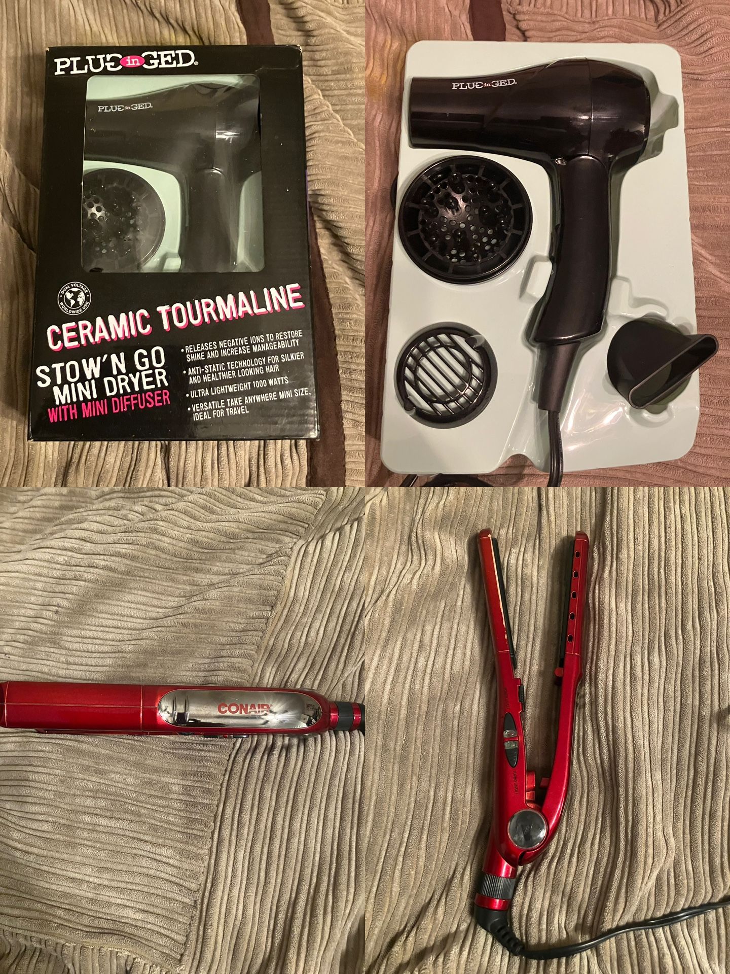 Blow Dryer And Red Flat Iron