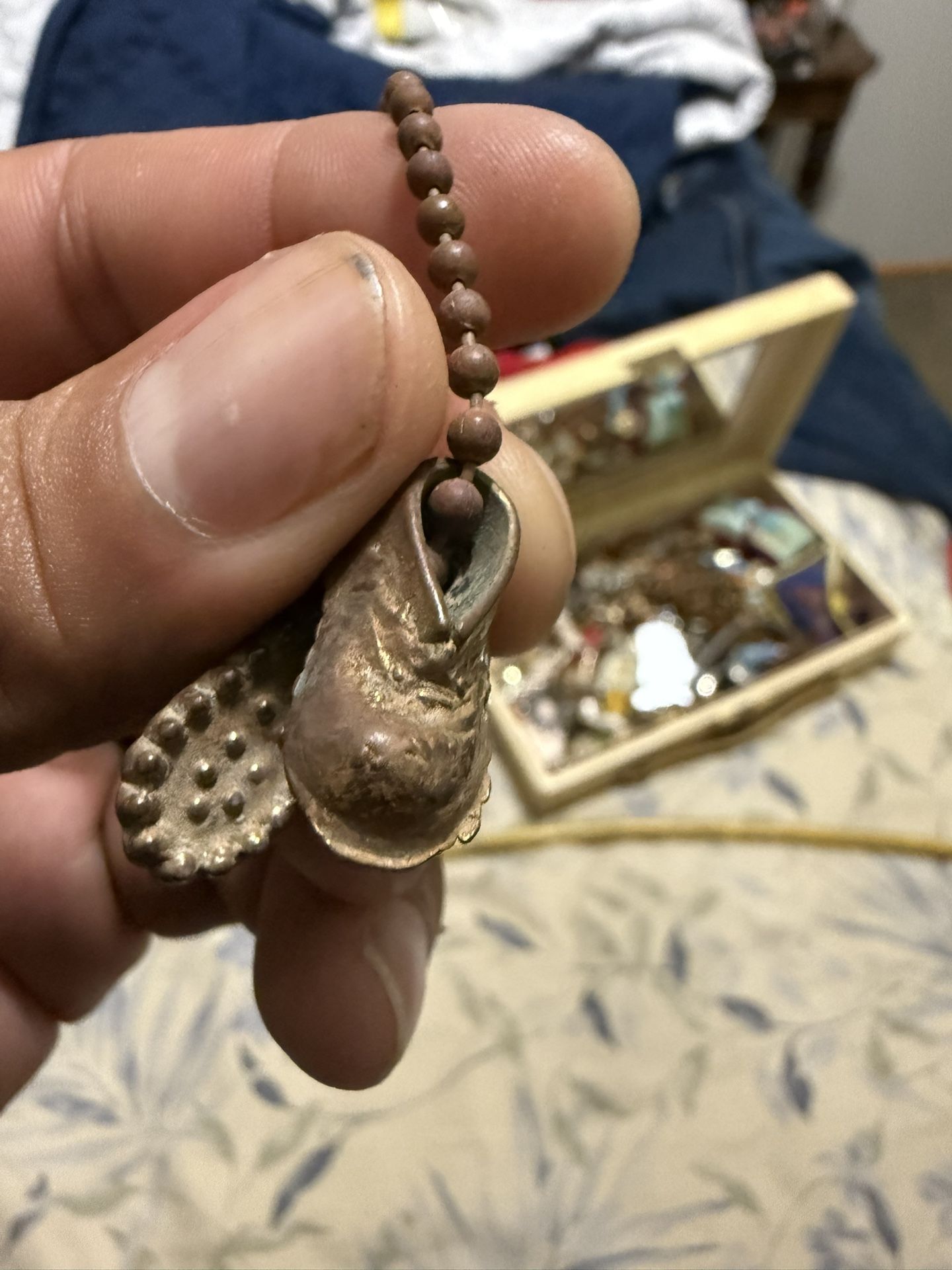 Vintage Keychain, Pair Of Baby Shoes. Brass.Cracker Jacks