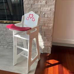 Doll High Chair Kids Toddler Toy