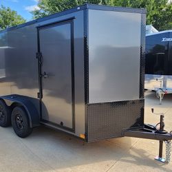 2026 New 6x12 TA Screwless Enclosed Trailer | Blackout | Spoiler Package | .08 Polycor | Dexter Axles | 1020 (Gray)