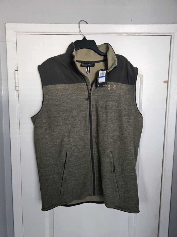 Men's Vest Green Under Armor XL Fleece Army Chaleco Jacket