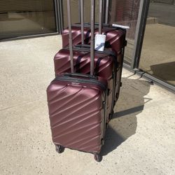 3-in 1 Portable Luggage Set Suitcase Hard Shell Lightweight 20/24/28”