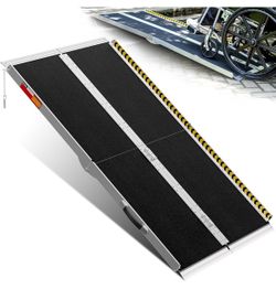 VNN Portable Wheelchair Ramp 5FT, Seamless Non-Slip Aluminum Ramps for Wheelchairs for Home, Handicap Wheelchair Ramps for Home Steps, Aluminum Loadin