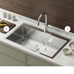 32" x 22" Drop-in 304 Stainless Steel Sink Kitchen with Protector