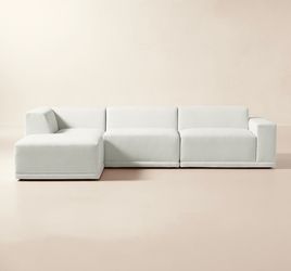 CB2 Faible 4-Piece L-Shaped White Performance Linen Standard Depth Sectional Sofa With Right Arm