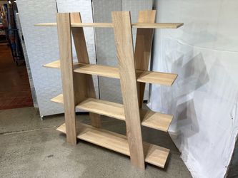Modern Bookcase in Sonoma Oak Finish with Four Wide Shelves