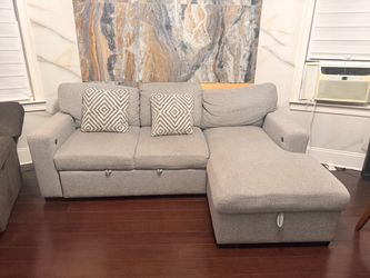 Large Gray Sectional Sleeper Sofa with Storage & USB Ports – $300 OBO