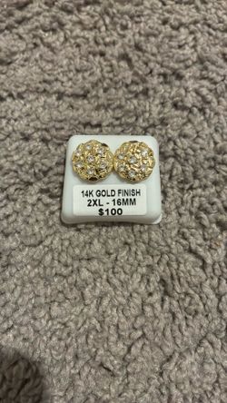 14k Gold Plated Nugget Earrings With Moissanite