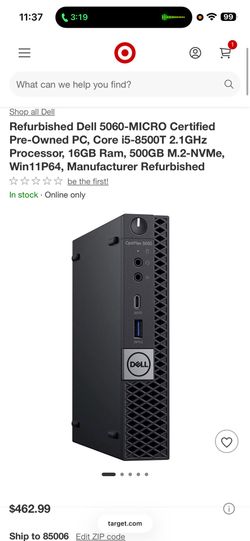 UNLOCKED Dell OptiPlex 5060 Micro | i5-8500T | 16GB RAM | 500GB NVMe SSD |