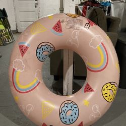 Patched - Small Pink Inflatable 30” Donut Pool Float Tube Raft
