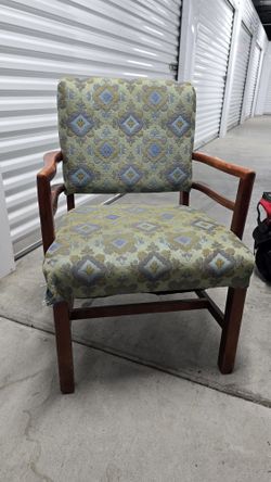 Vintage Patterned Armchair with Solid Wood Frame