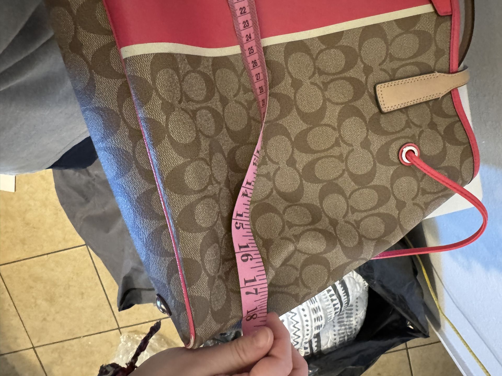 Hot Pink Coach Handbag Signature Stripe