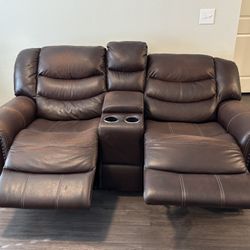 We’re Moving. MAKE ME AN OFFER - Well Loved Electric Loveseat Recliner W/ Optional Fitted Slip Cover