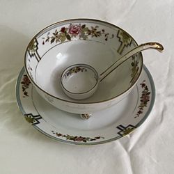 Bone China Sauce Bowl with Plate And Ladle