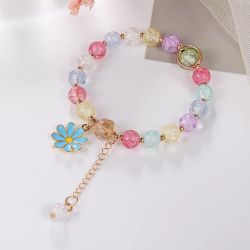 Beautiful bracelet with a daisy charm(MULTI-COLOR)
