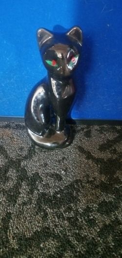 Black Cat Ceramic MCM 1960s 8 inch Tall