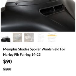 Memphis Shades Spoiler Windshield For Harley Flh Fairing 14-23