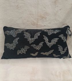 Spooky Vibes Black Velvet Bat Pillow