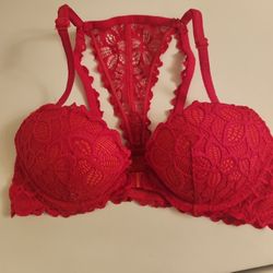 Victoria Secret \PINK Lace Bra FRONTCLASP /Bralette  RED