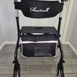 Planet Walk Super Lightweight Rollator Walker for Seniors, Foldable Rolling Walker with Seat and 8" Rubber Wheels for All Terrain