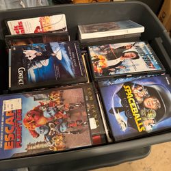 Lot of 225 DVDs + Apex DVD Player + 2 Totes