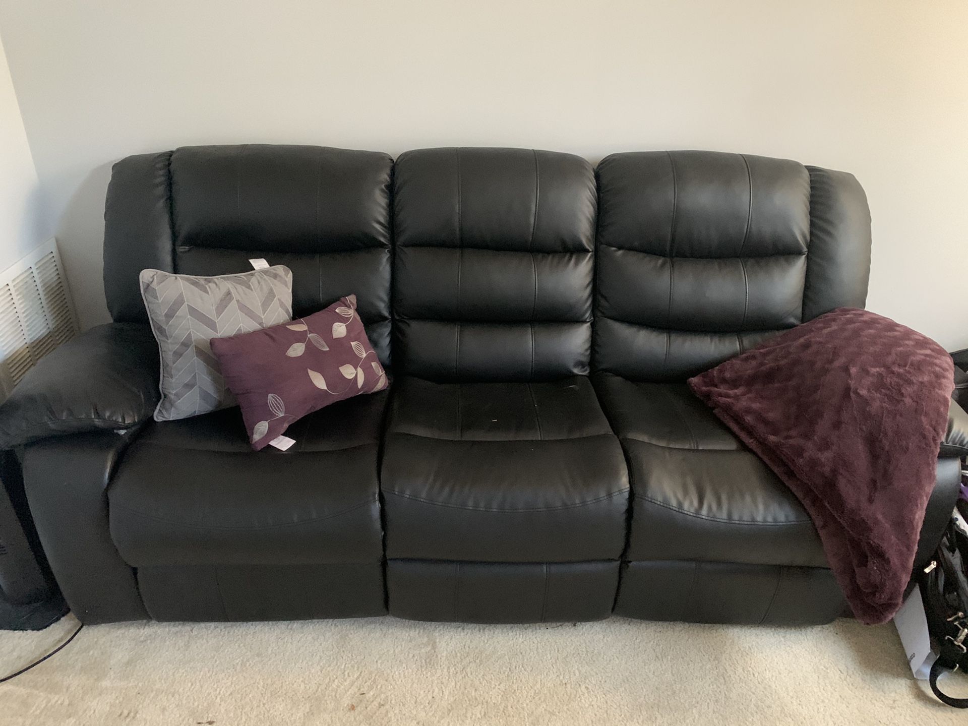 Black Leather Couch and Loveseat